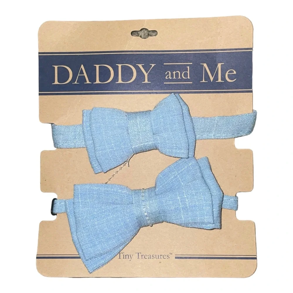 Daddy and Me matching blue chambray bow ties